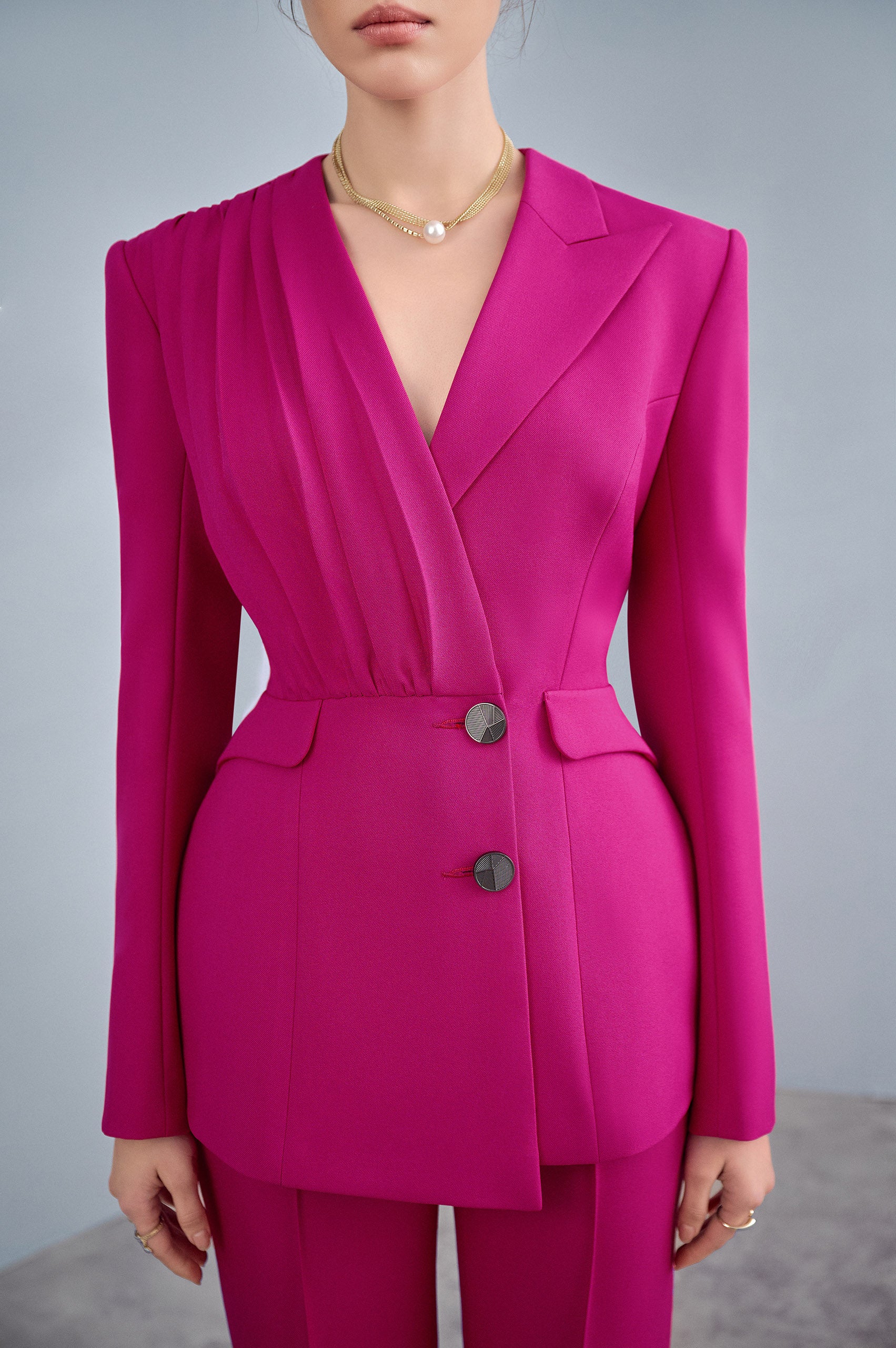 Elia Hot Pink Pleated Blazer