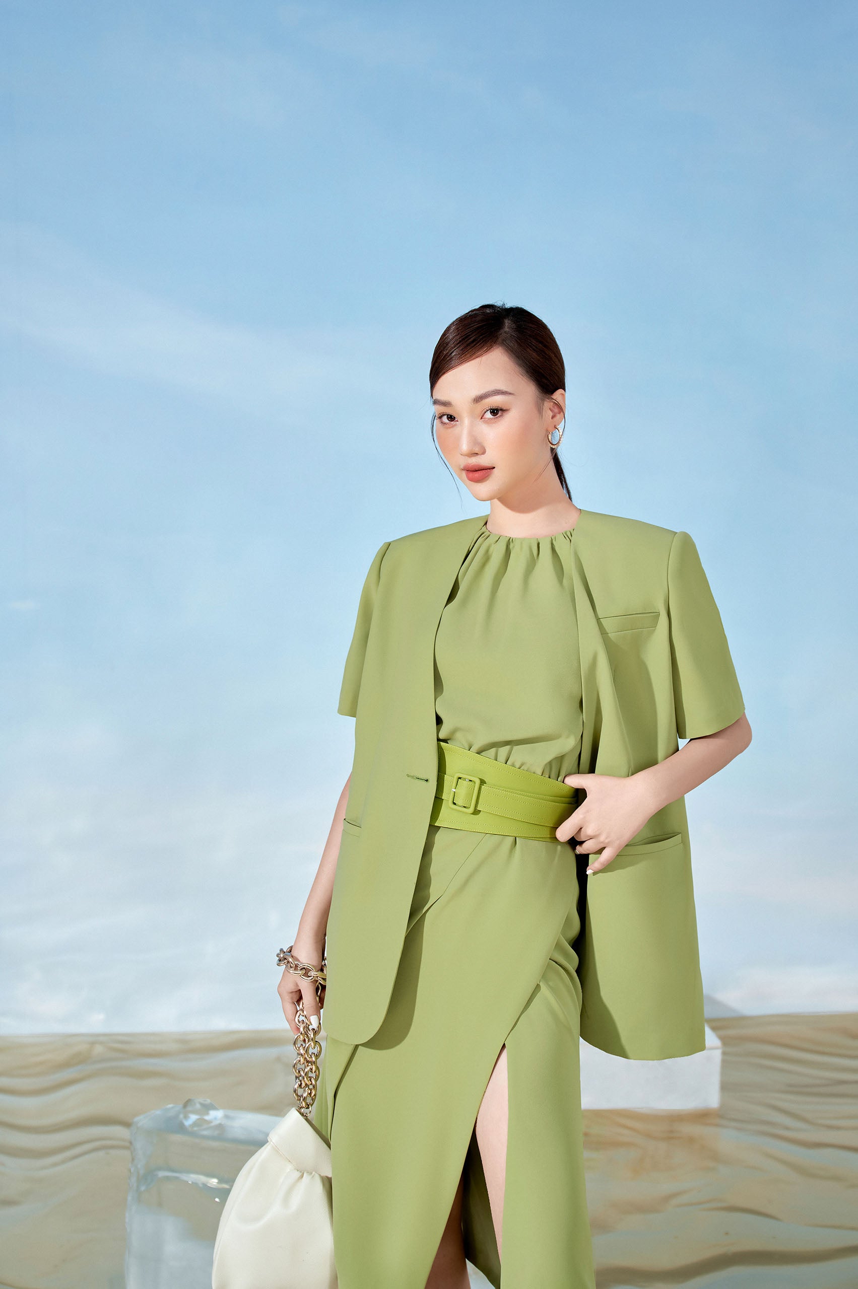 Prairie Split Collar Blazer Breeze Midi Dress