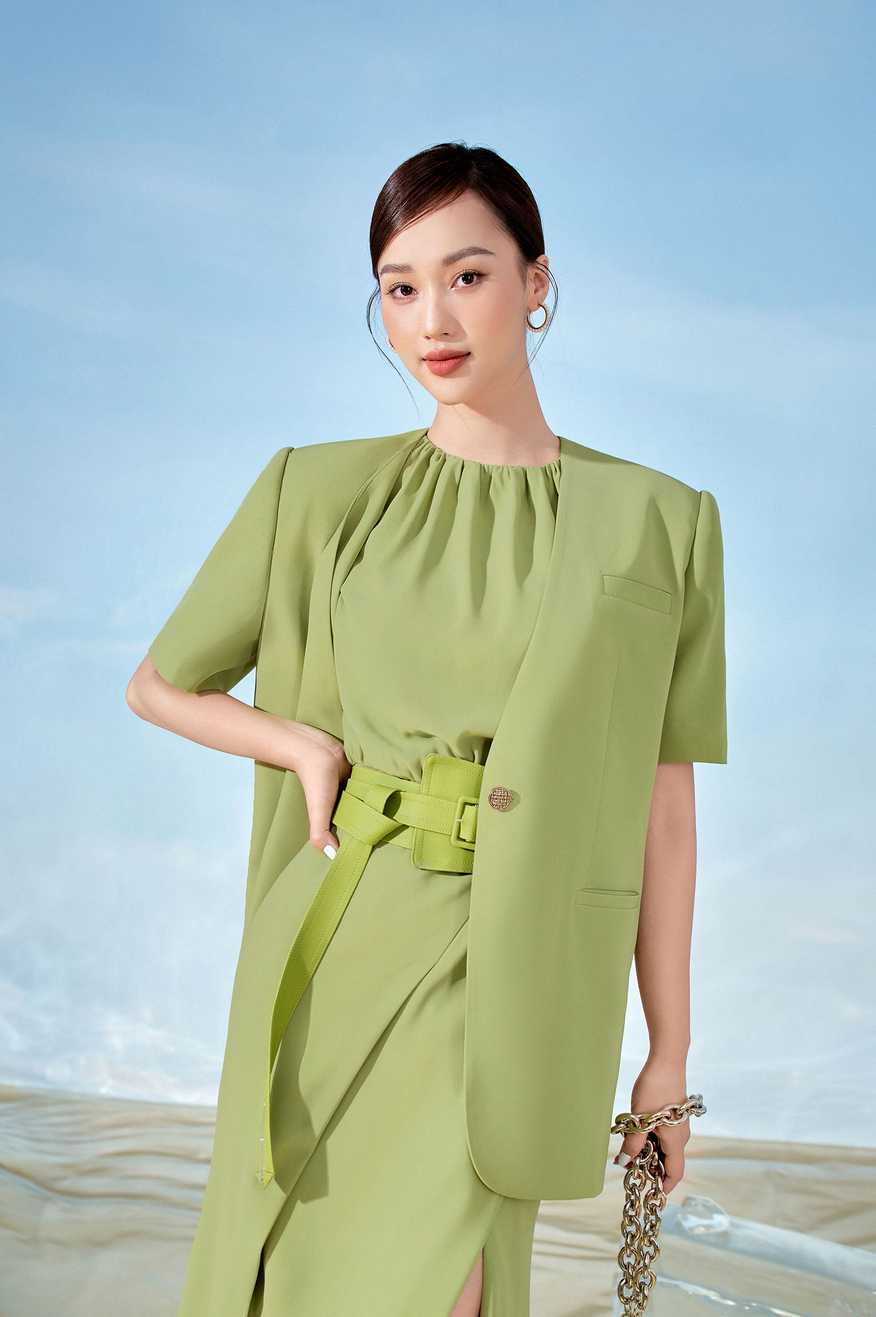 Prairie Split Collar Blazer Breeze Midi Dress