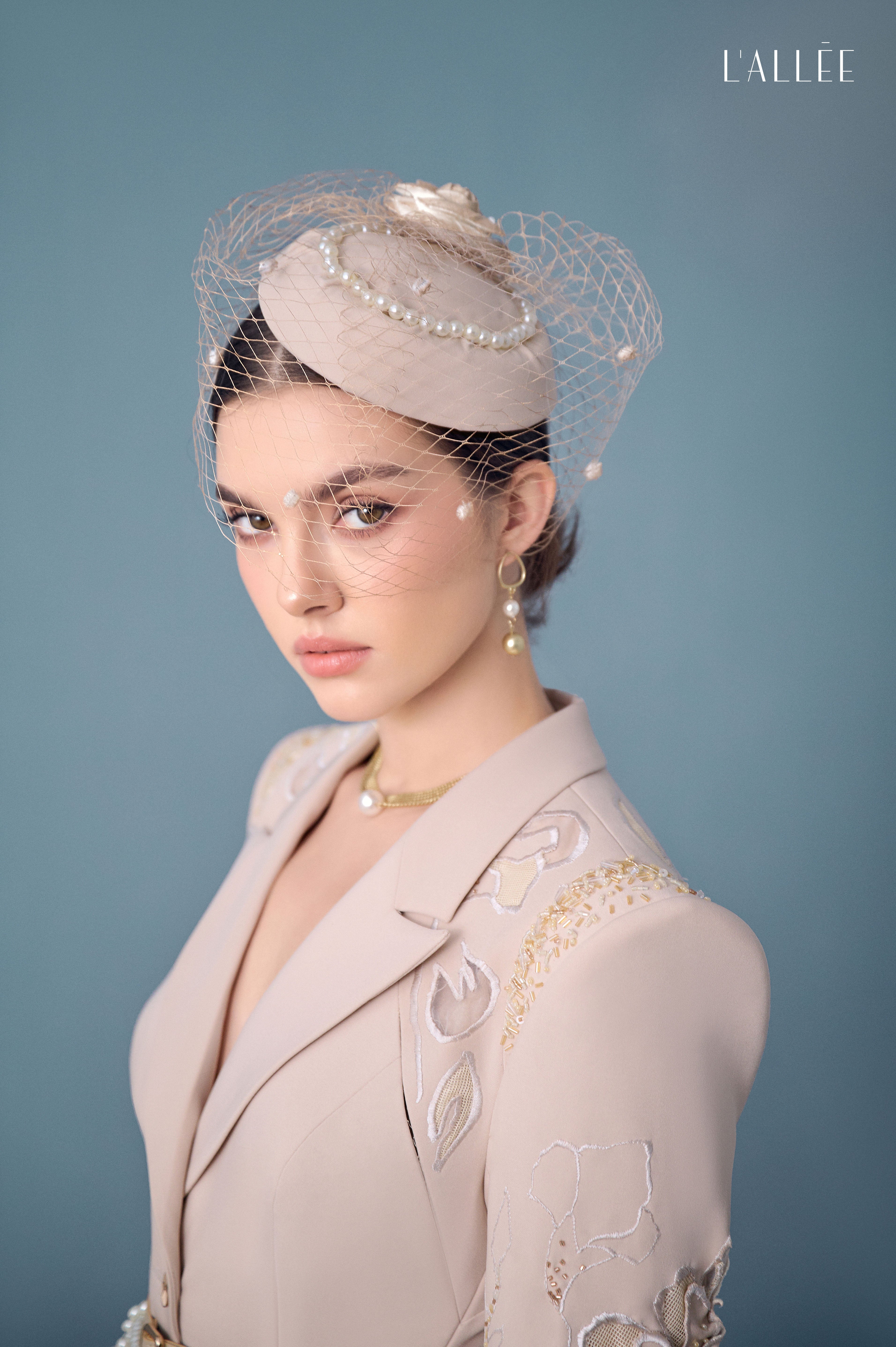 Camel Asymmetrical Lapel Blazer & Chiffon Skirt