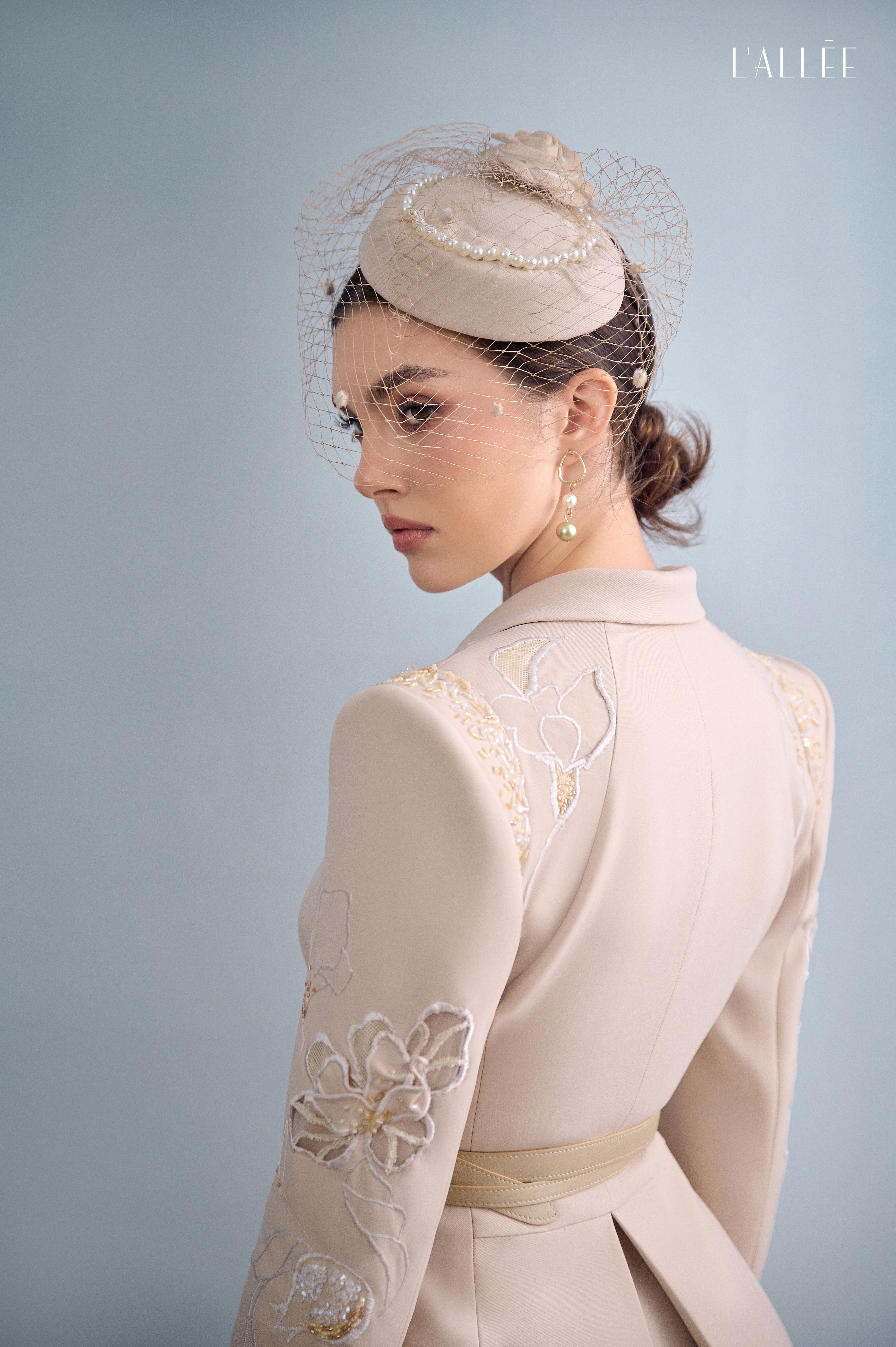 Camel Asymmetrical Lapel Blazer & Chiffon Skirt