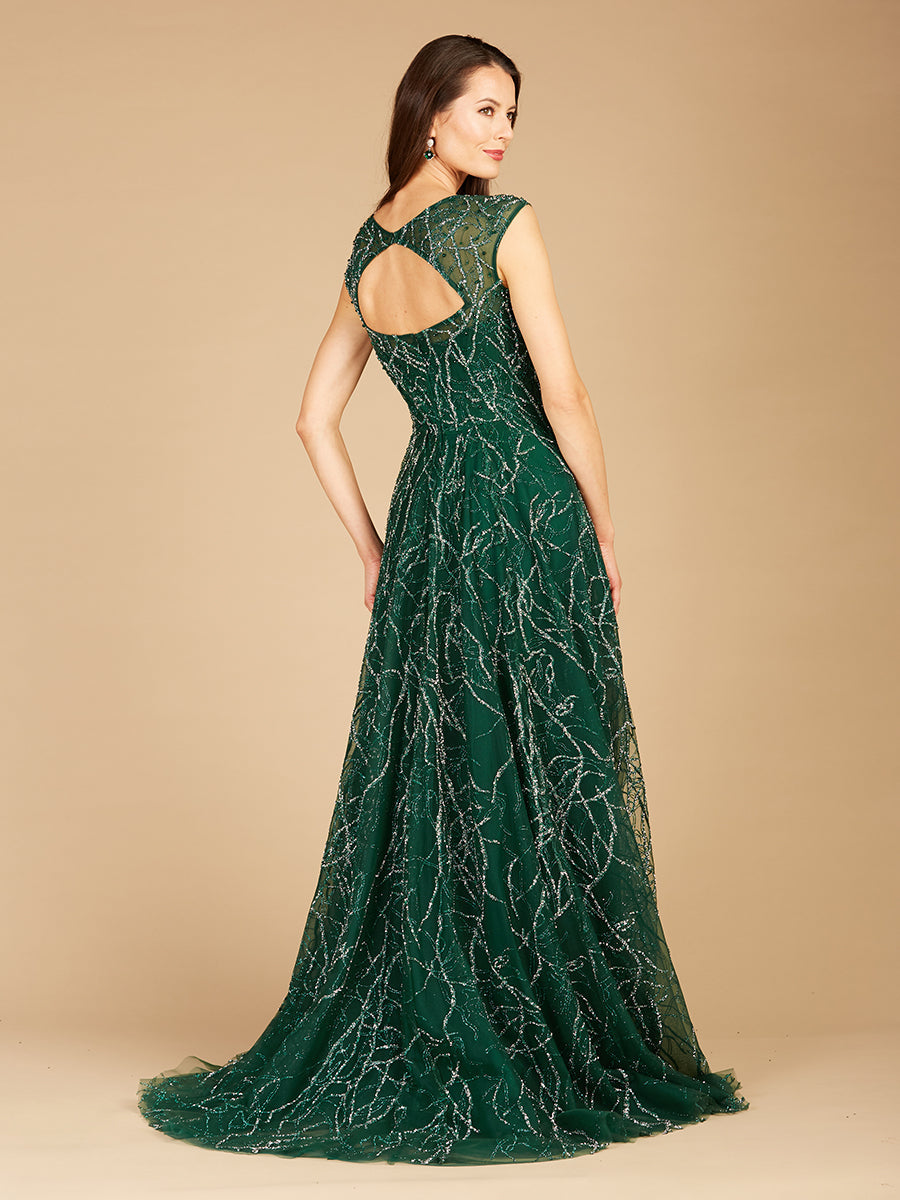 V-Neck Beaded Ball Gown OUTLET 29299