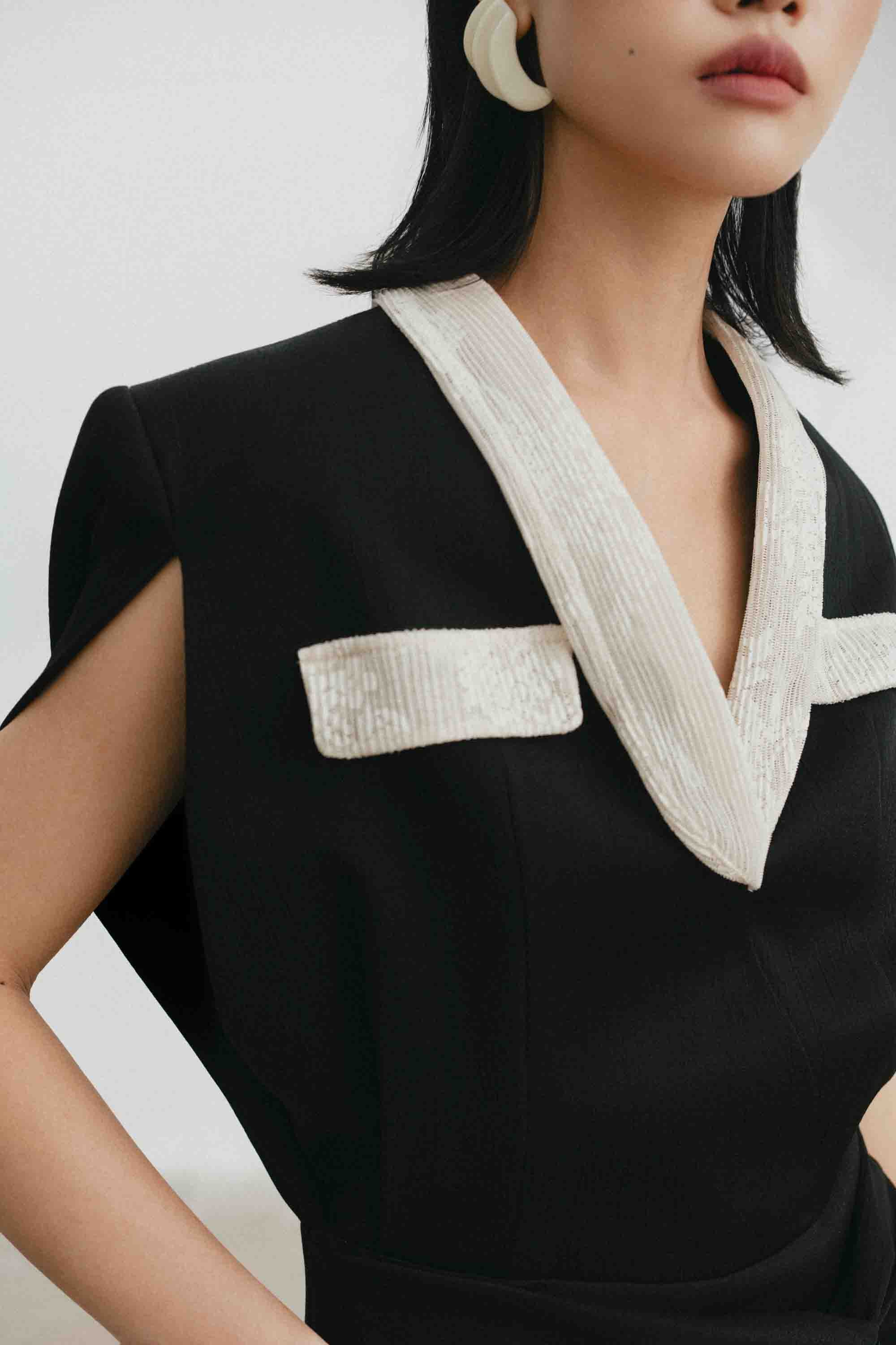 V-Neck Draped Midi Dress