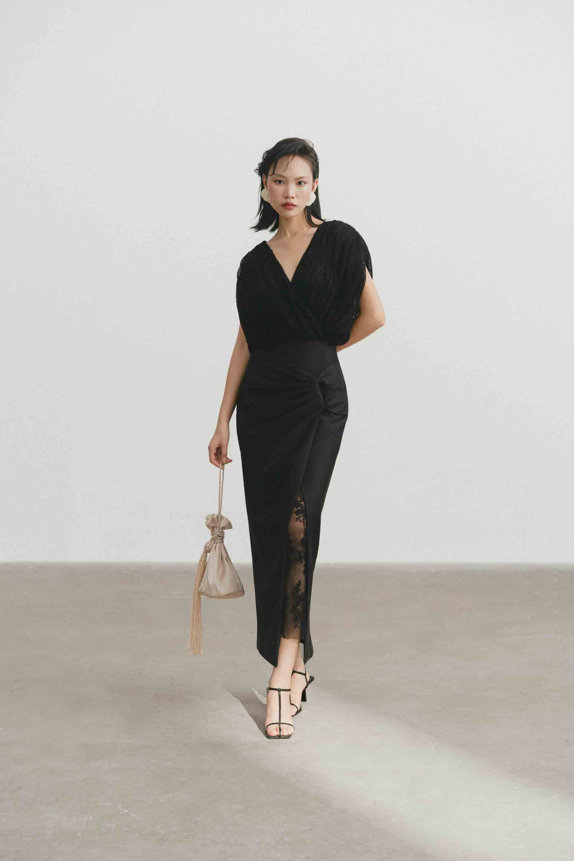V-Neck Lace Pencil Dress
