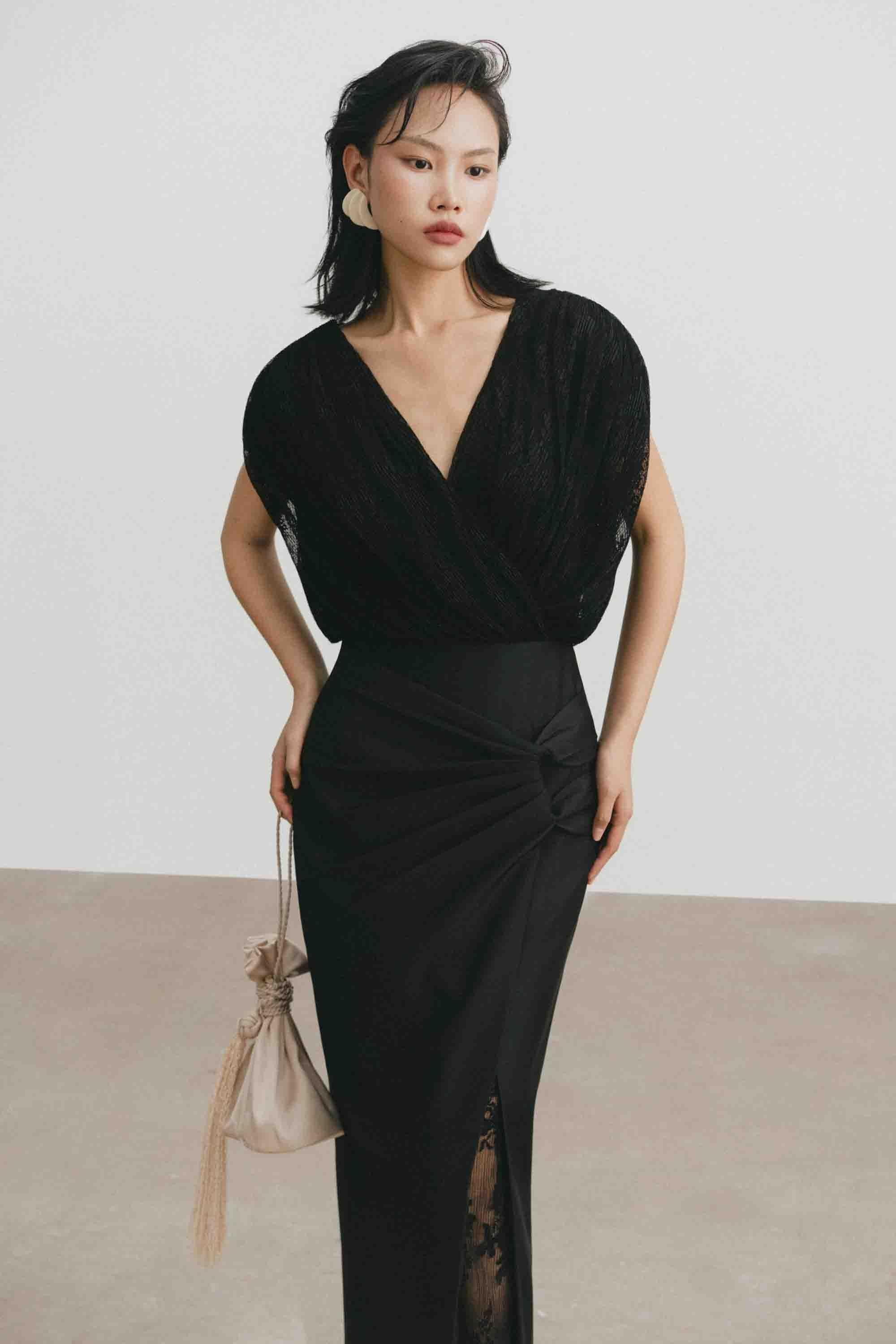 V-Neck Lace Pencil Dress