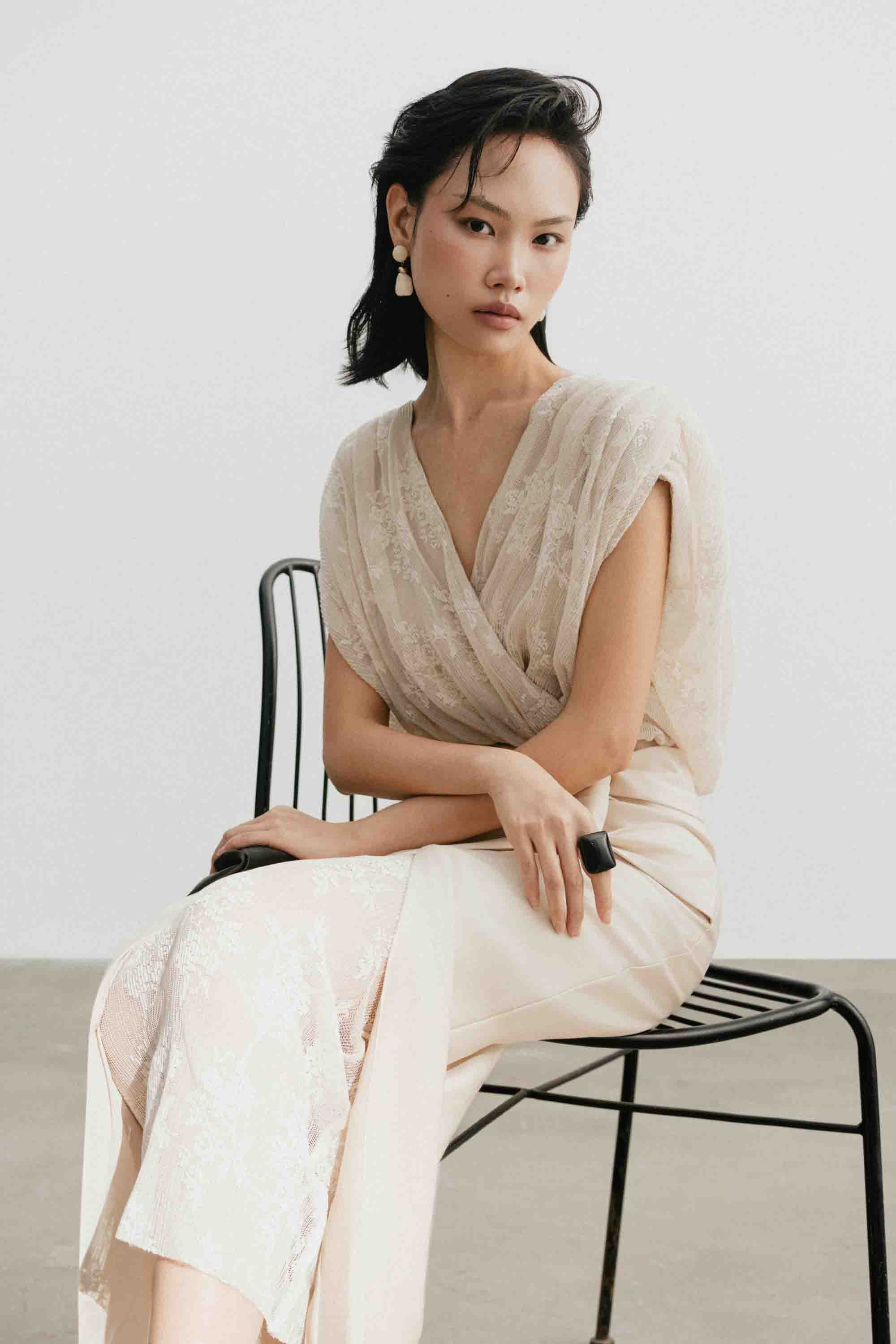 V-Neck Lace Pencil Dress
