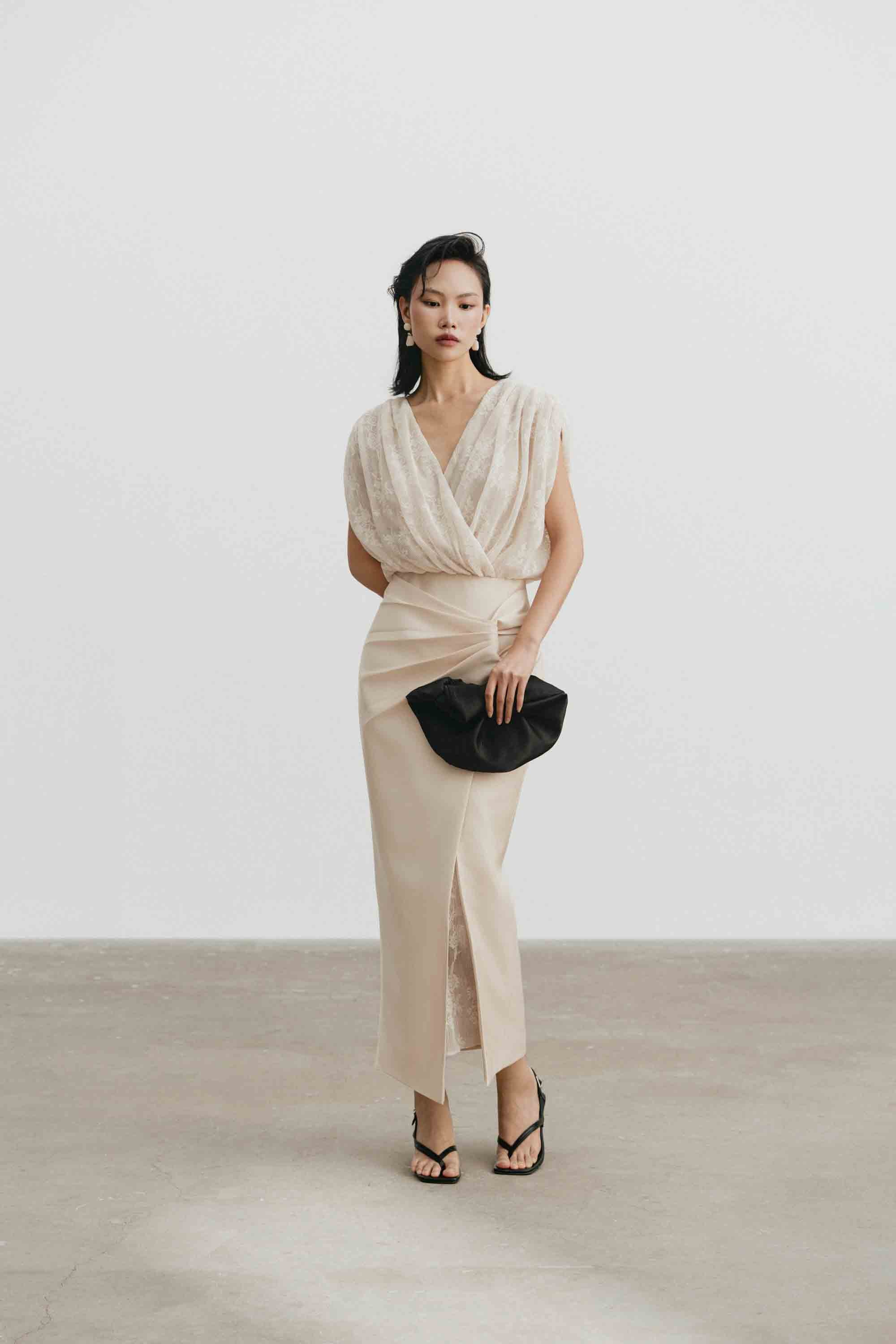 V-Neck Lace Pencil Dress