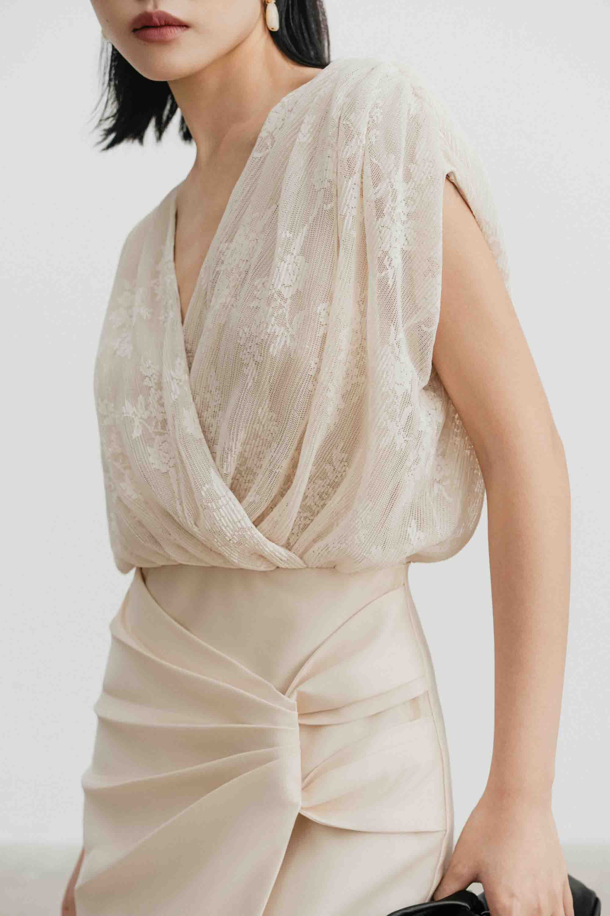 V-Neck Lace Pencil Dress