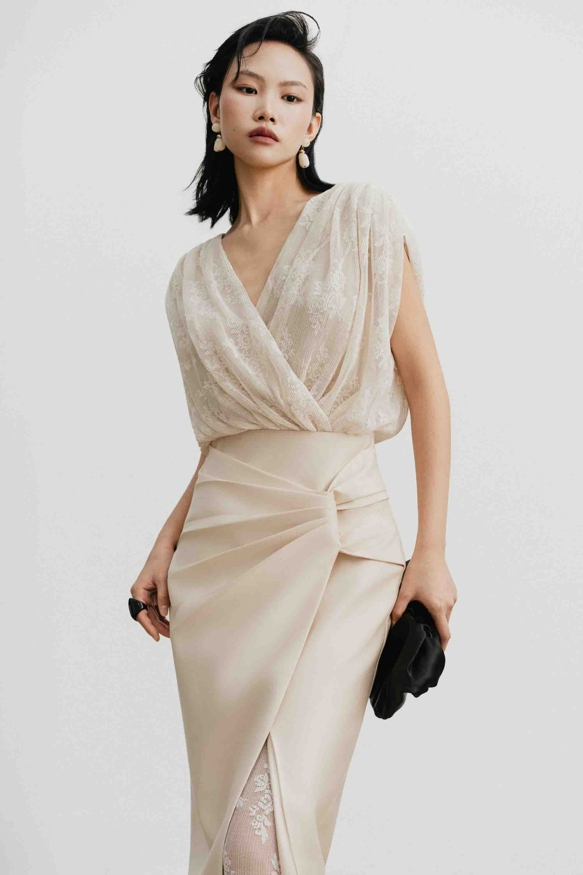 V-Neck Lace Pencil Dress