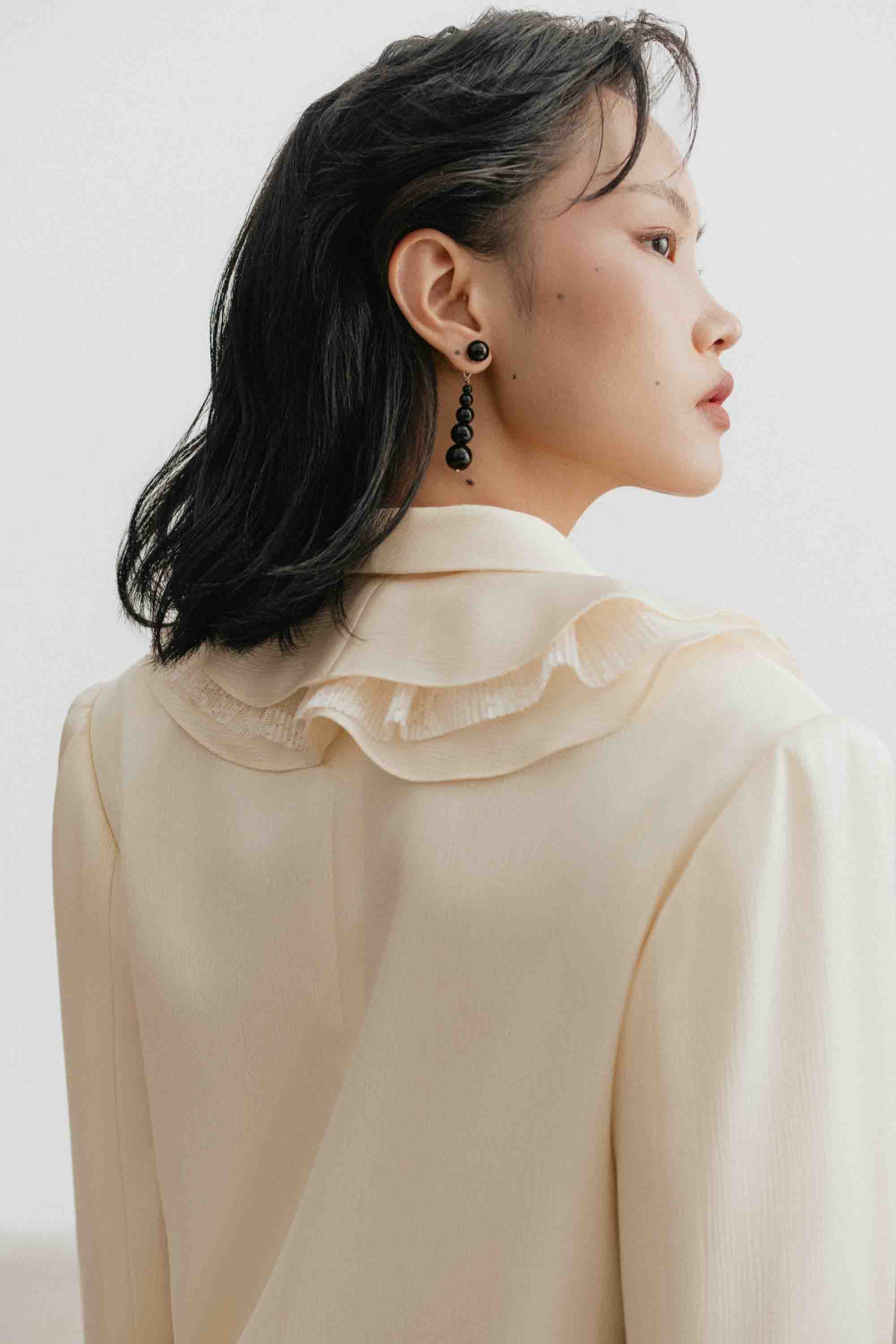 V-Neck Ruffle Blazer