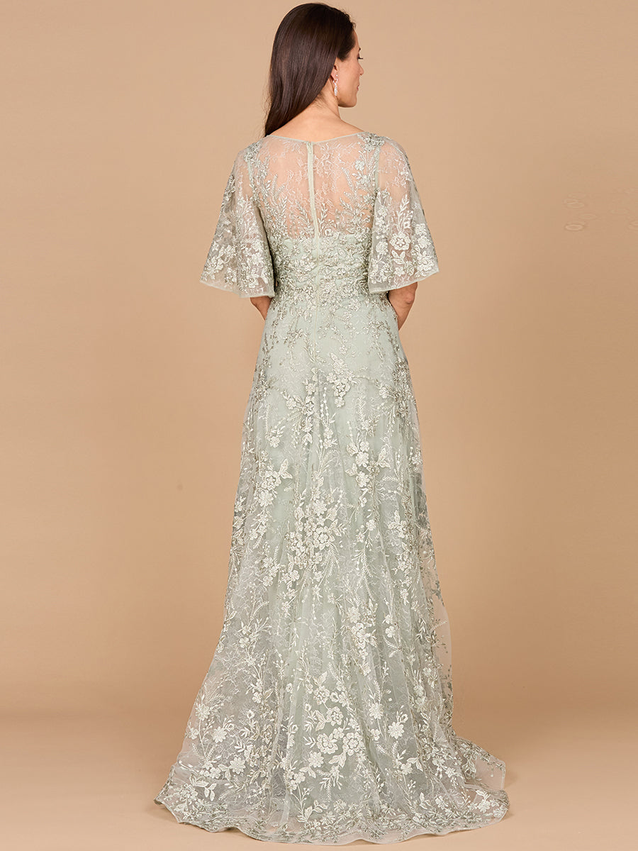 V-neck Cape Sleeve Gown 28992