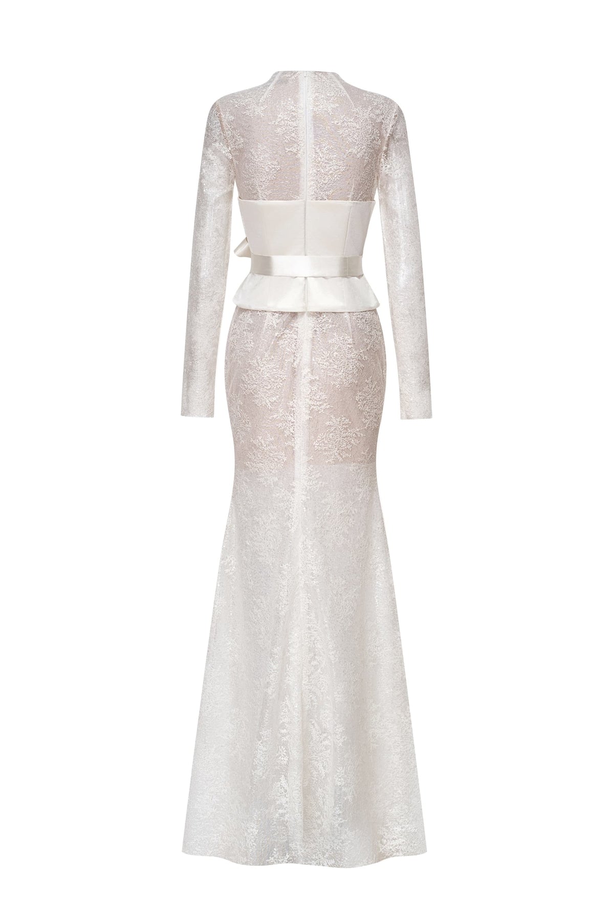 Lace & Suzhou Silk Bow Waist Gown