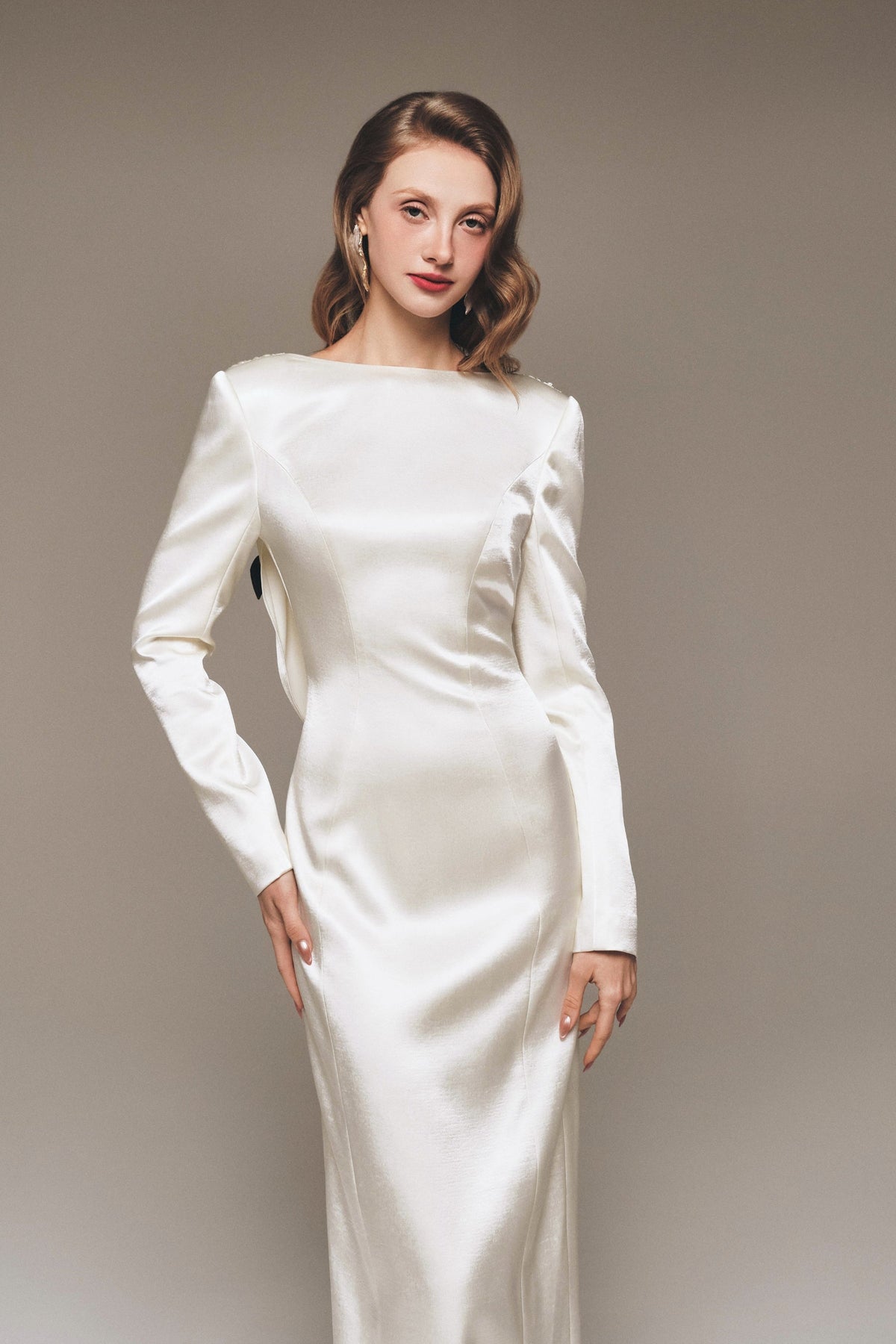 Draped Open Back Suzhou Silk Gown