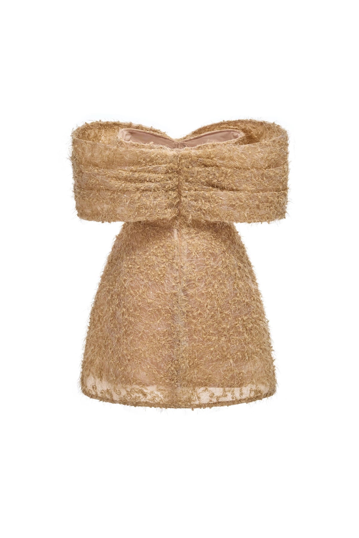 Off-Shoulder Fringed Lace Corset Mini Dress