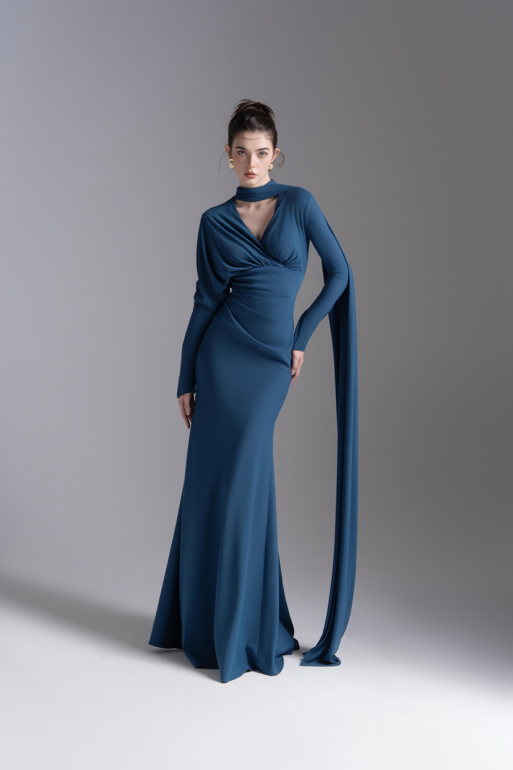 Whisper Trail Dress in Midnight Blue