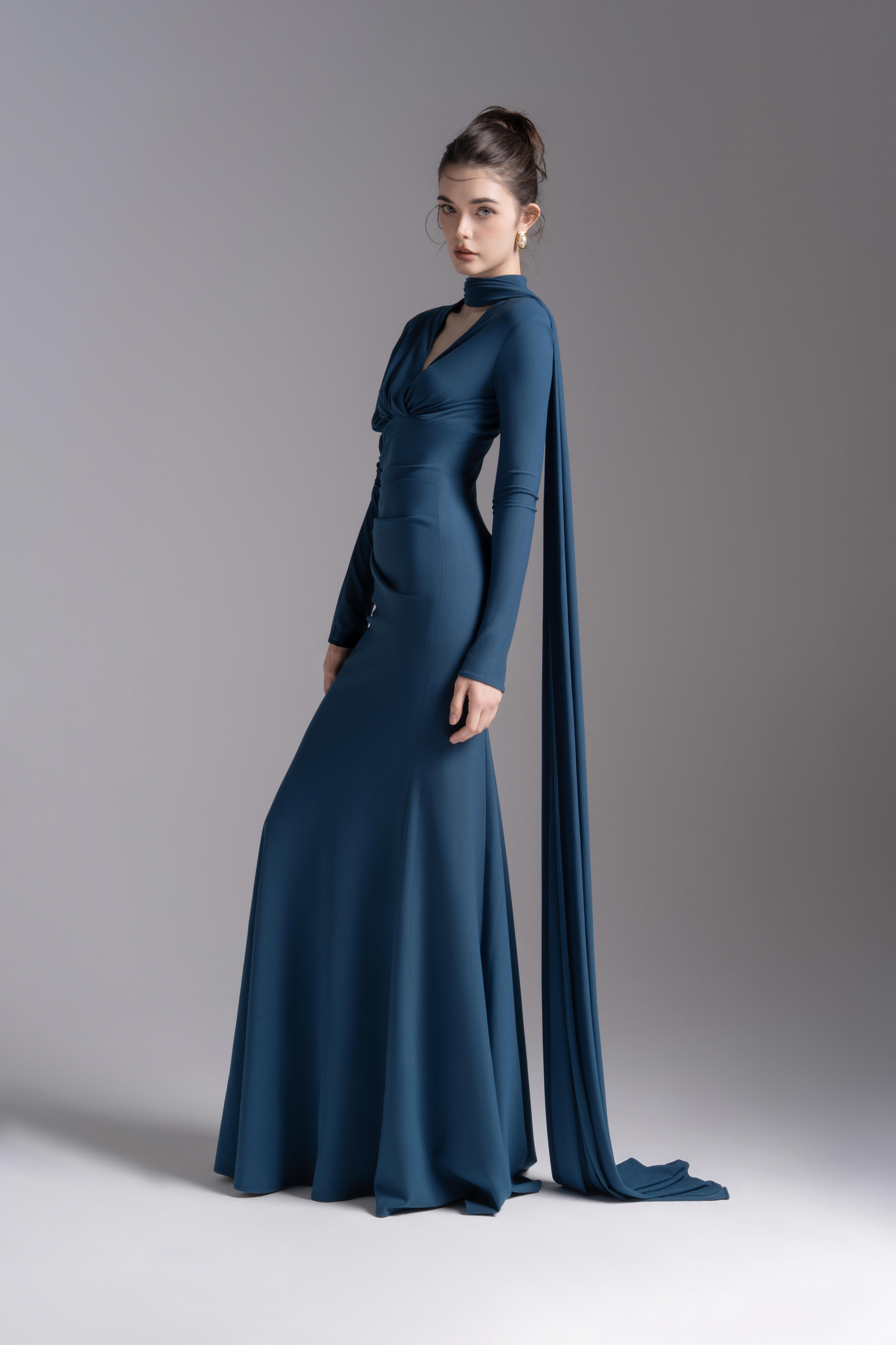 Whisper Trail Dress in Midnight Blue