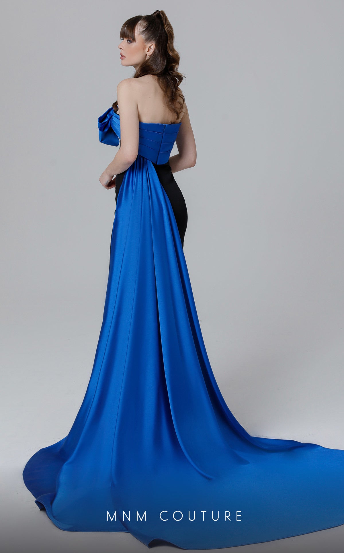 White & Black Evening Gown N0463