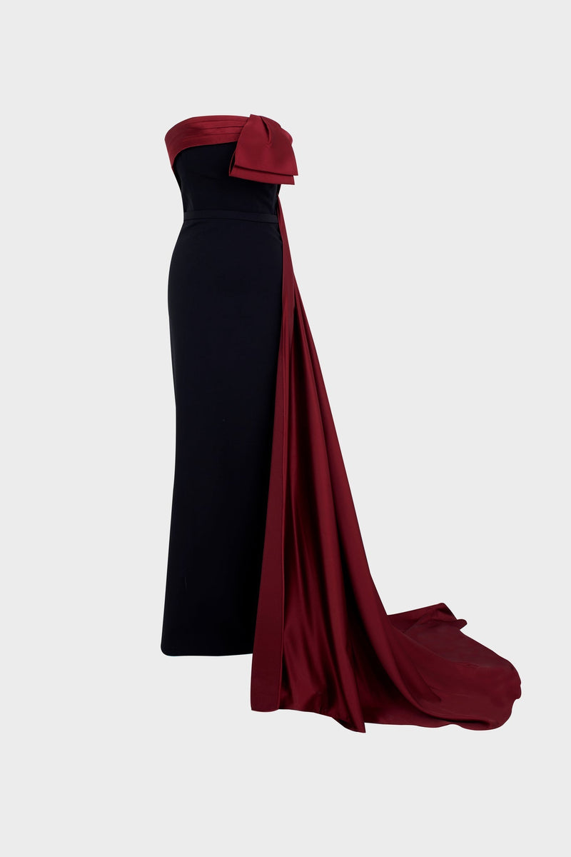 White & Black Evening Gown N0463