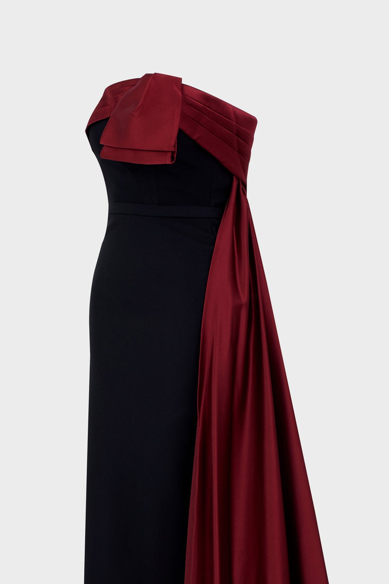 White & Black Evening Gown N0463