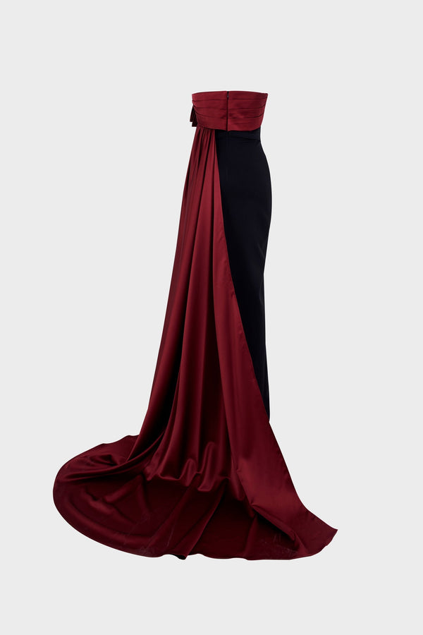 White & Black Evening Gown N0463