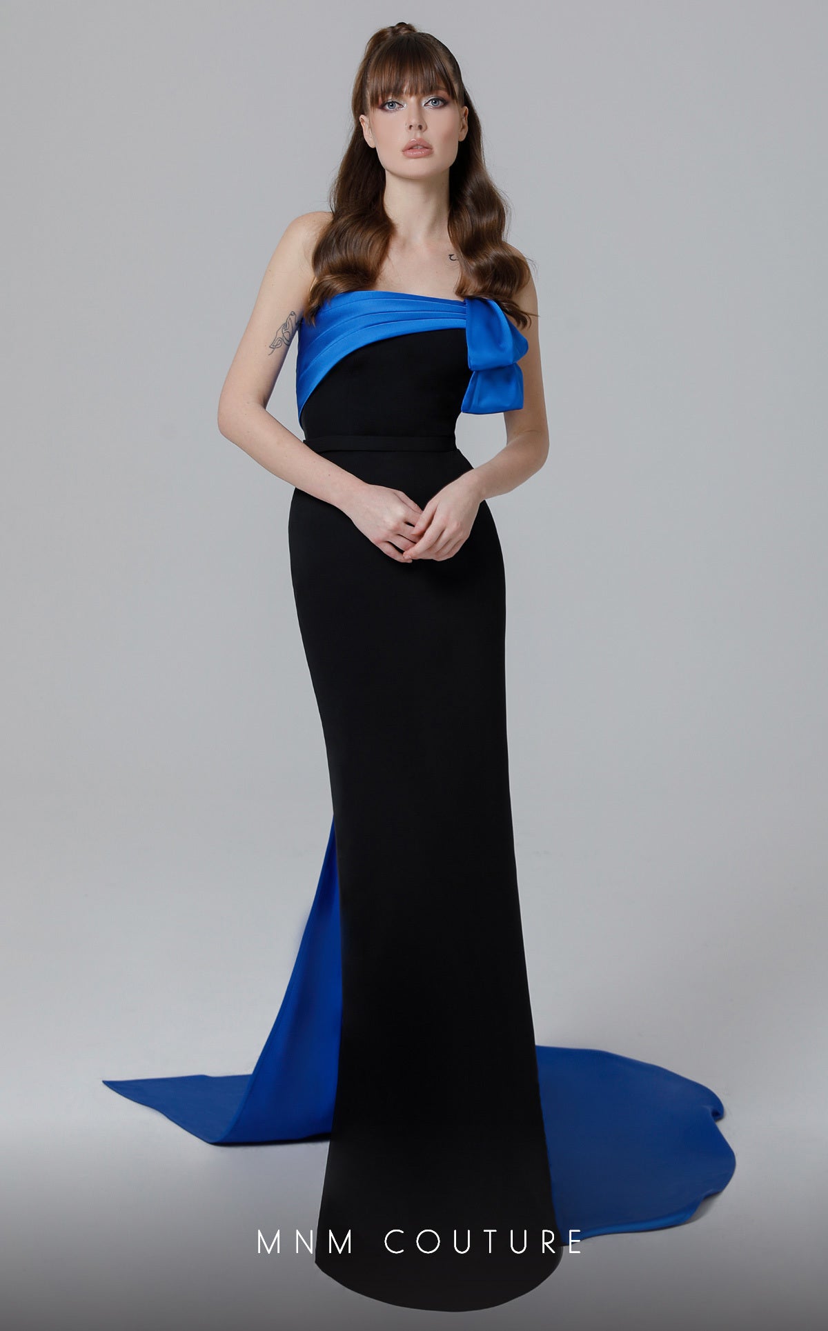 White & Black Evening Gown N0463