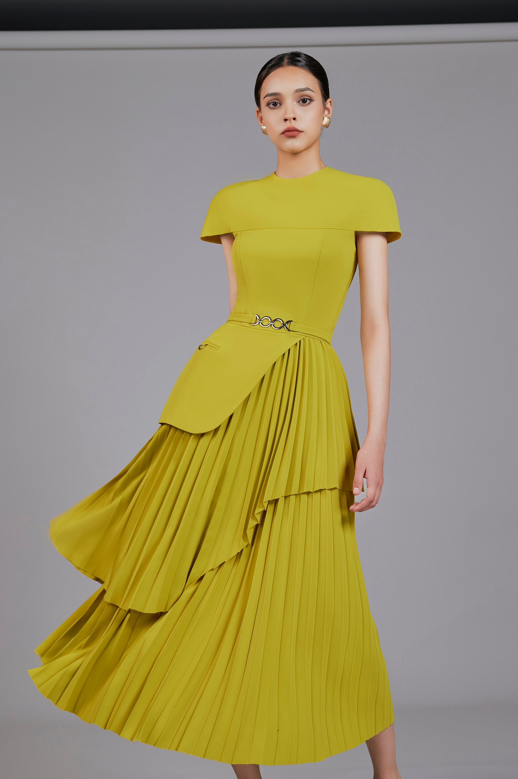 Willow Peplum Pleated Dress