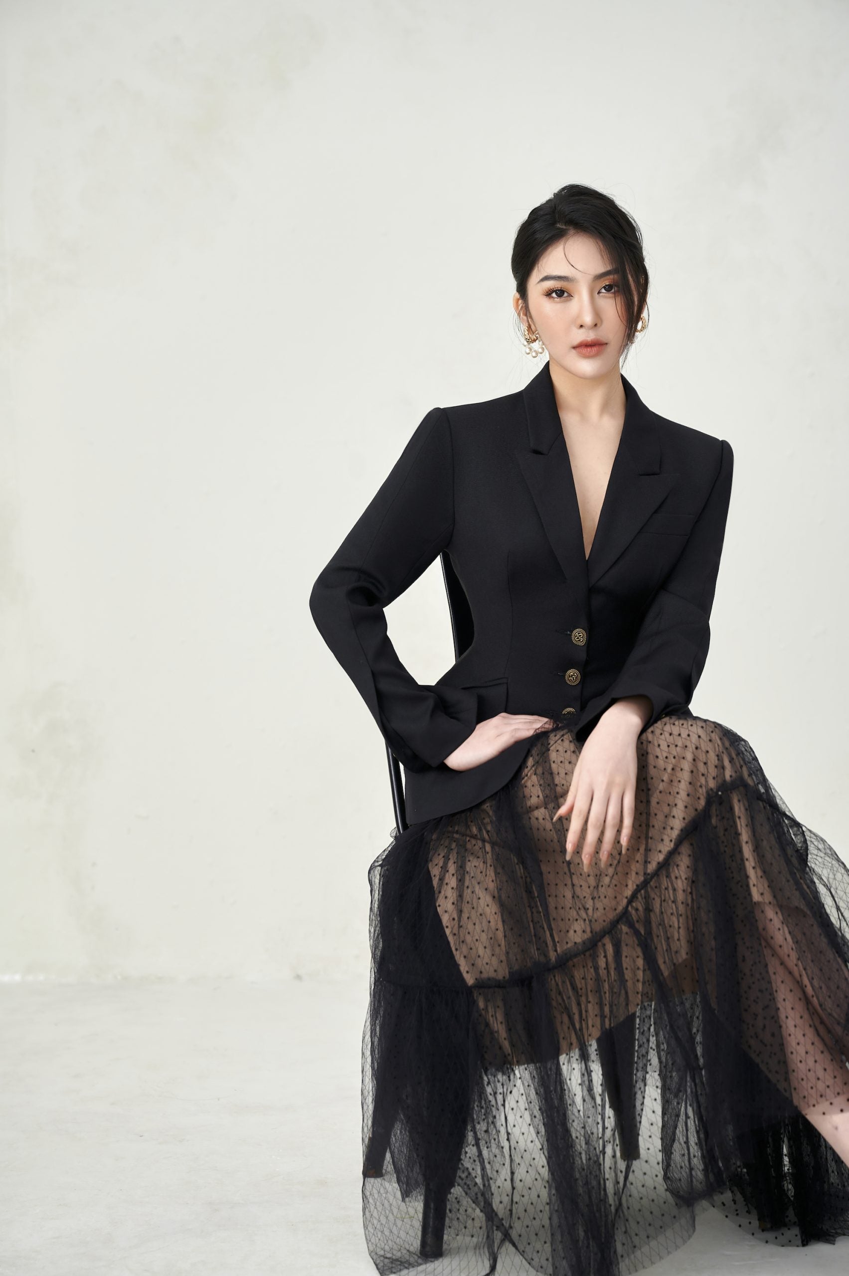 Zoey Black Vest Blazer Gianna Skirt