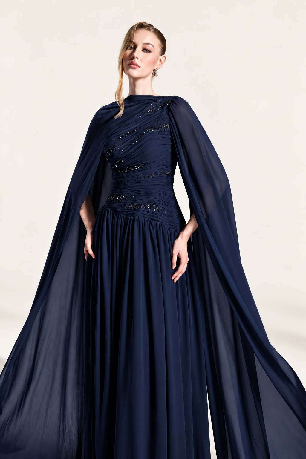 Ruched Crystal Gown