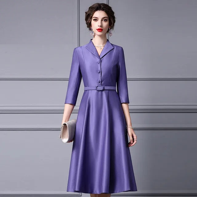 DRESS STYLE - SY596-Midi Dress-onlinemarkat-Purple-L - US 8-onlinemarkat