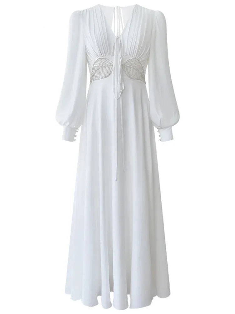 DRESS STYLE - SO290-Midi Dress-onlinemarkat-White-XS - US 2-onlinemarkat