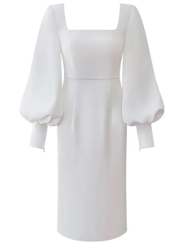 DRESS STYLE - SO287-Midi Dress-onlinemarkat-White-XS - US 2-onlinemarkat