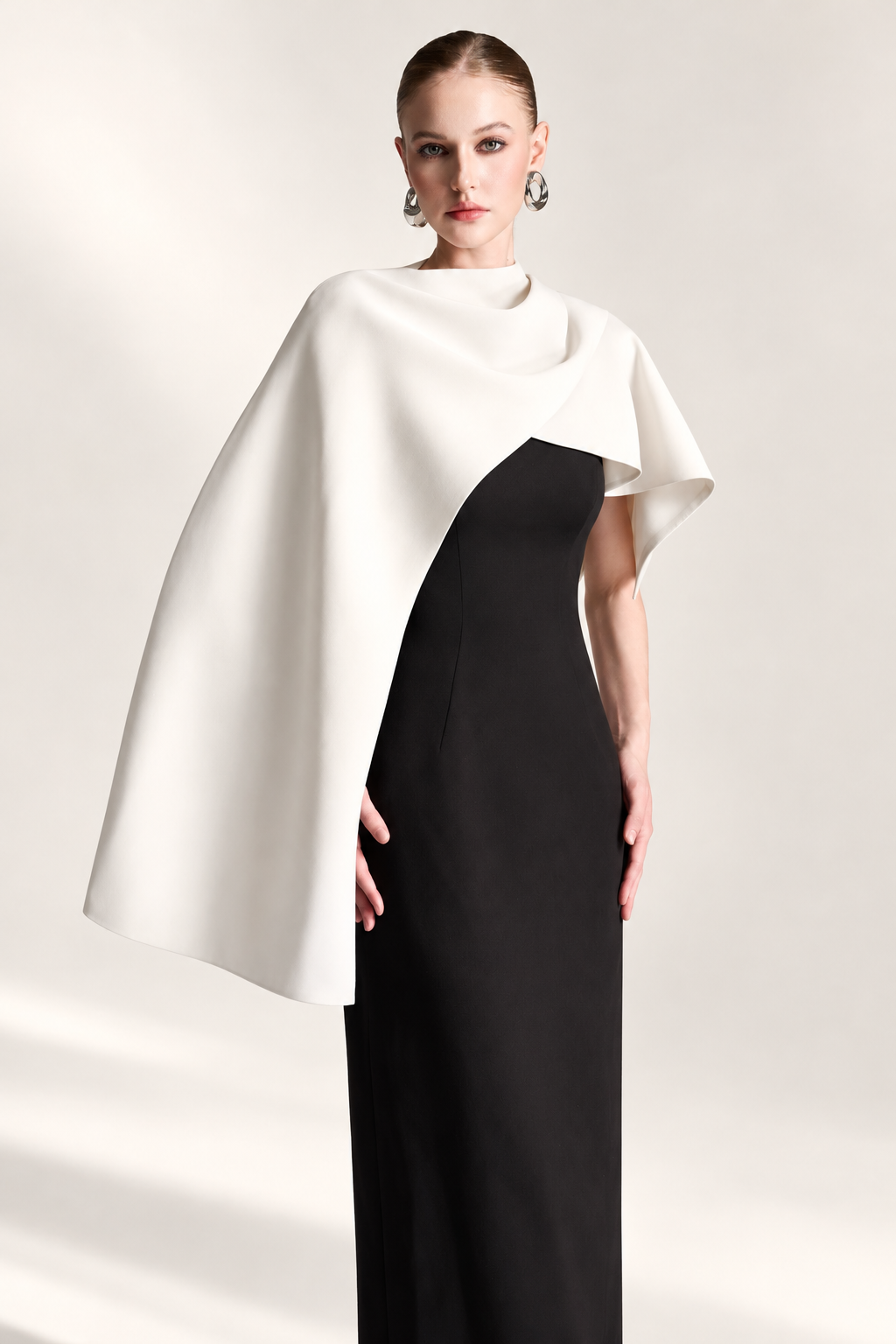 Contrast Cape Dress