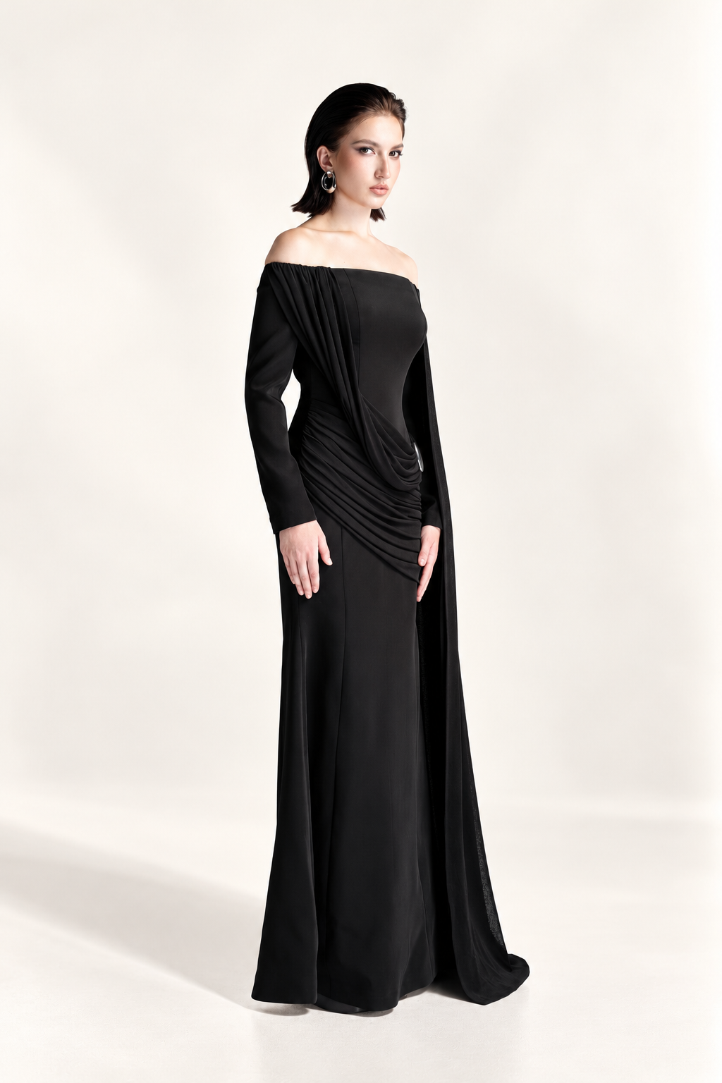 Off-Shoulder Draped Gown