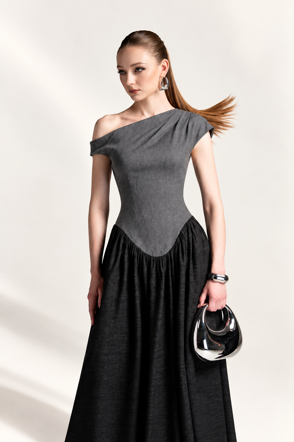 Basque Waist Denim Dress