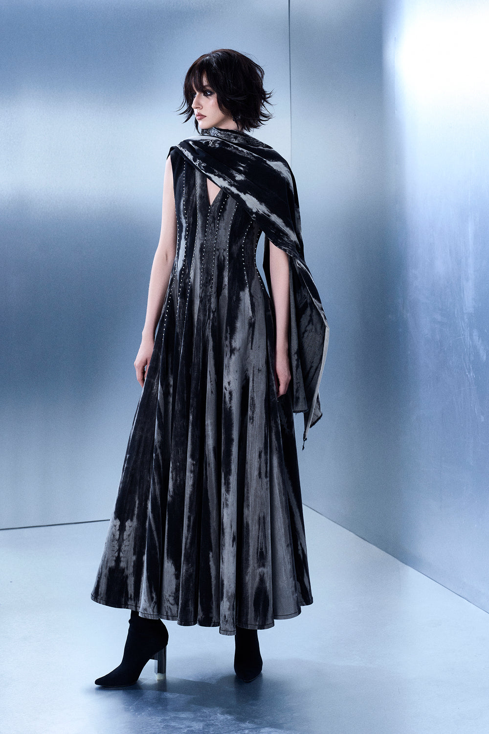 Monochrome Ripple Dress