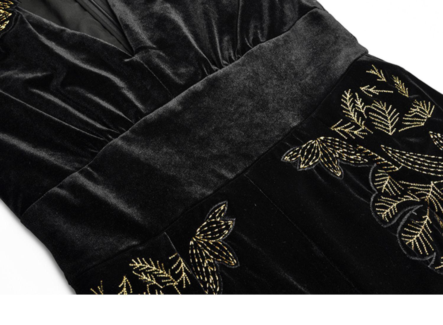 long sleeve embroidery velvet Jumpsuit - JM200