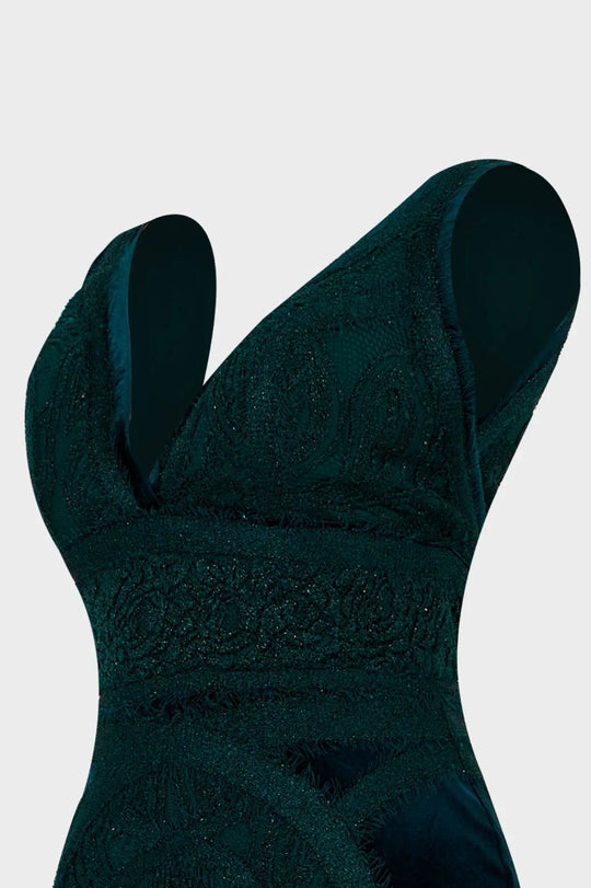 Deep V-neck Trumpet Dress with Jacket 2517