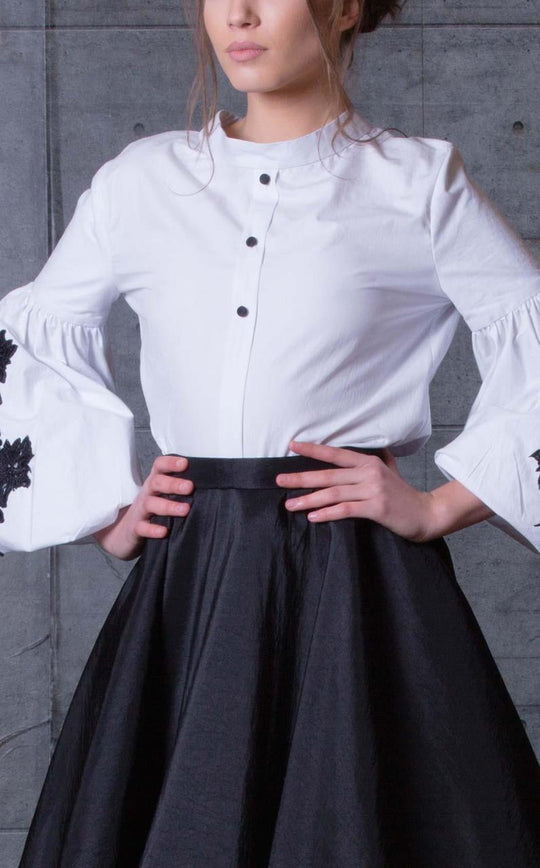 Blouson Sleeve Two-Toned Evening Gown N0111