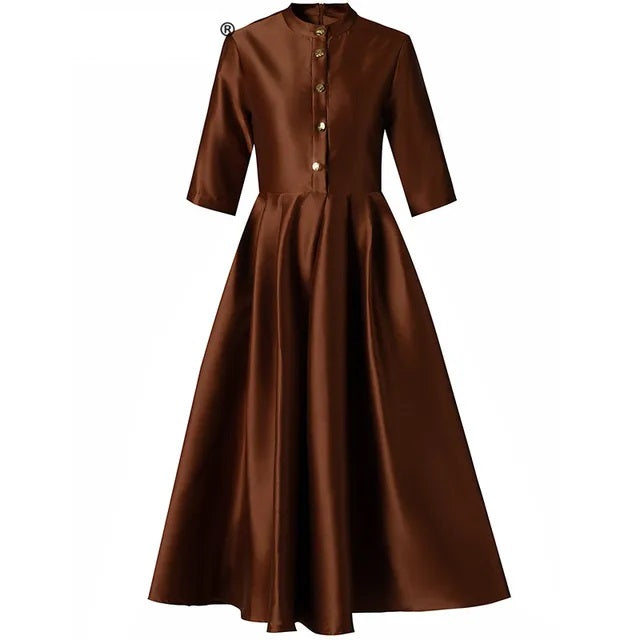 DRESS STYLE - SY377-Midi Dress-onlinemarkat-Chocolate-XS - US 2-onlinemarkat