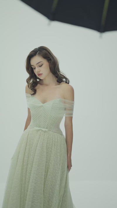 LEALIA DRESS by Joséphine in Mint, moving dress view