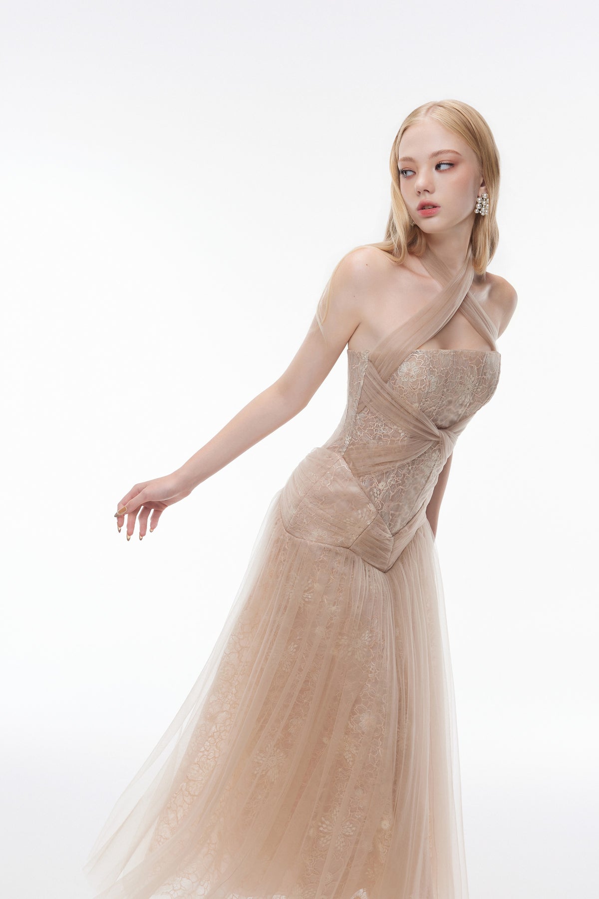 Joséphine SILVIA dress in Brown, front movement view.
