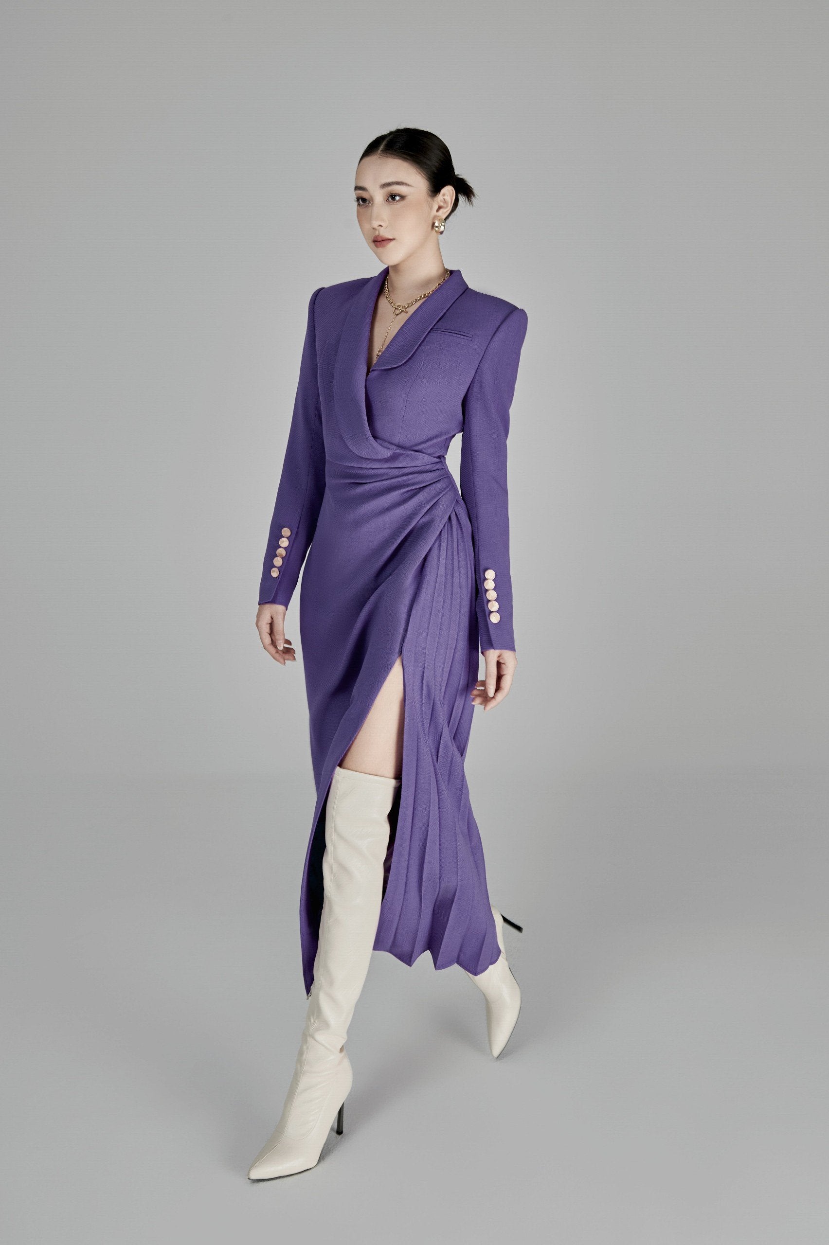 Vechery Asymetrical Collar Dress