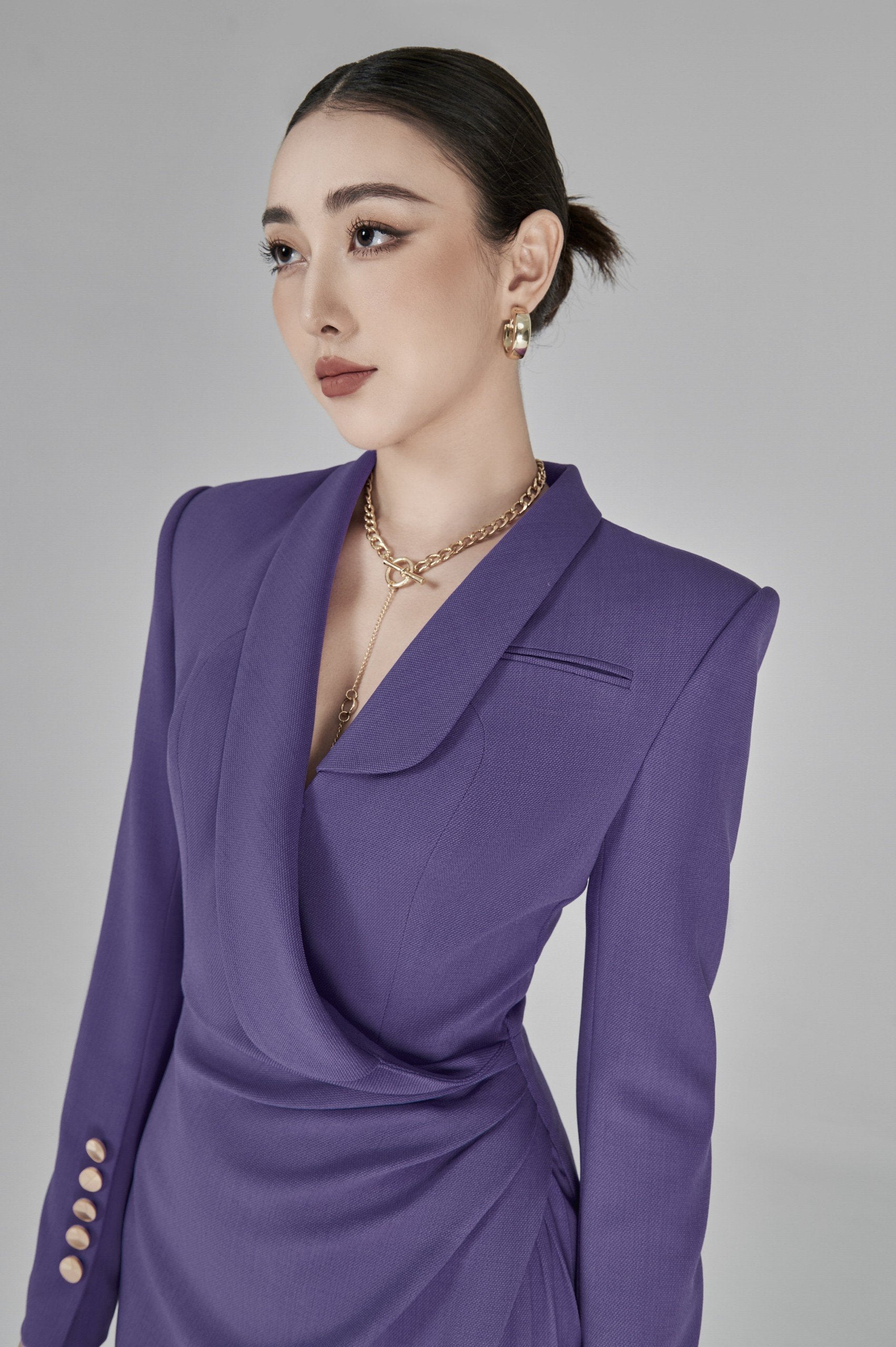 asymmetrical collar dress A-line dress with asymmetrical neckline