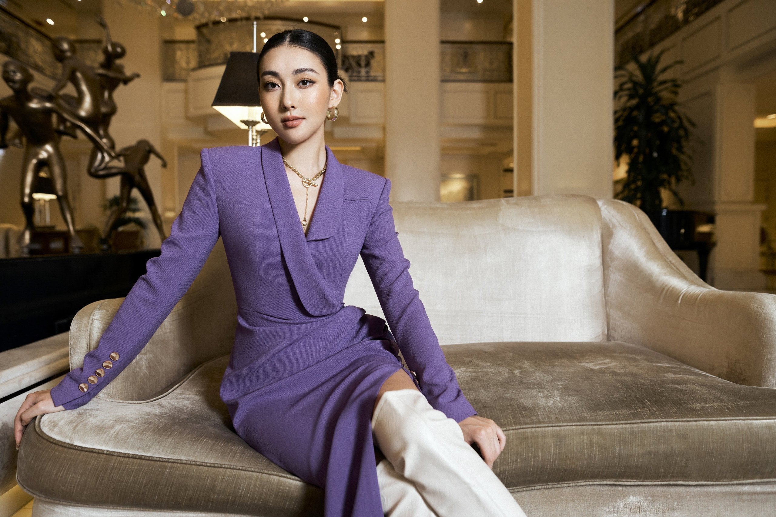 Vechery Asymetrical Collar Dress