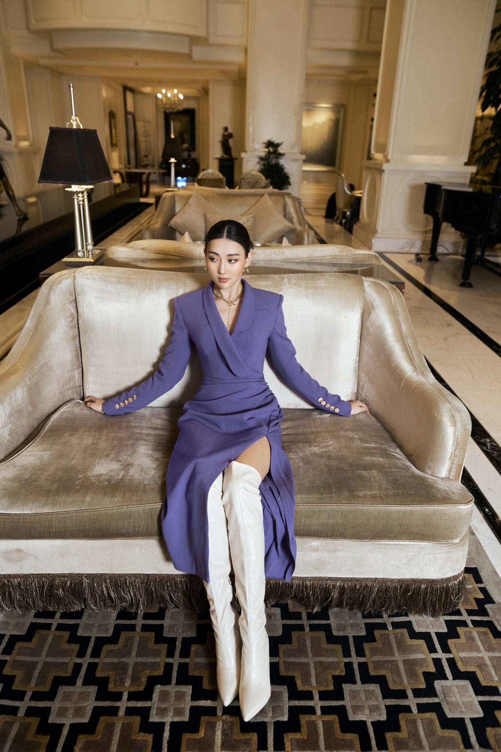 Vechery Asymetrical Collar Dress