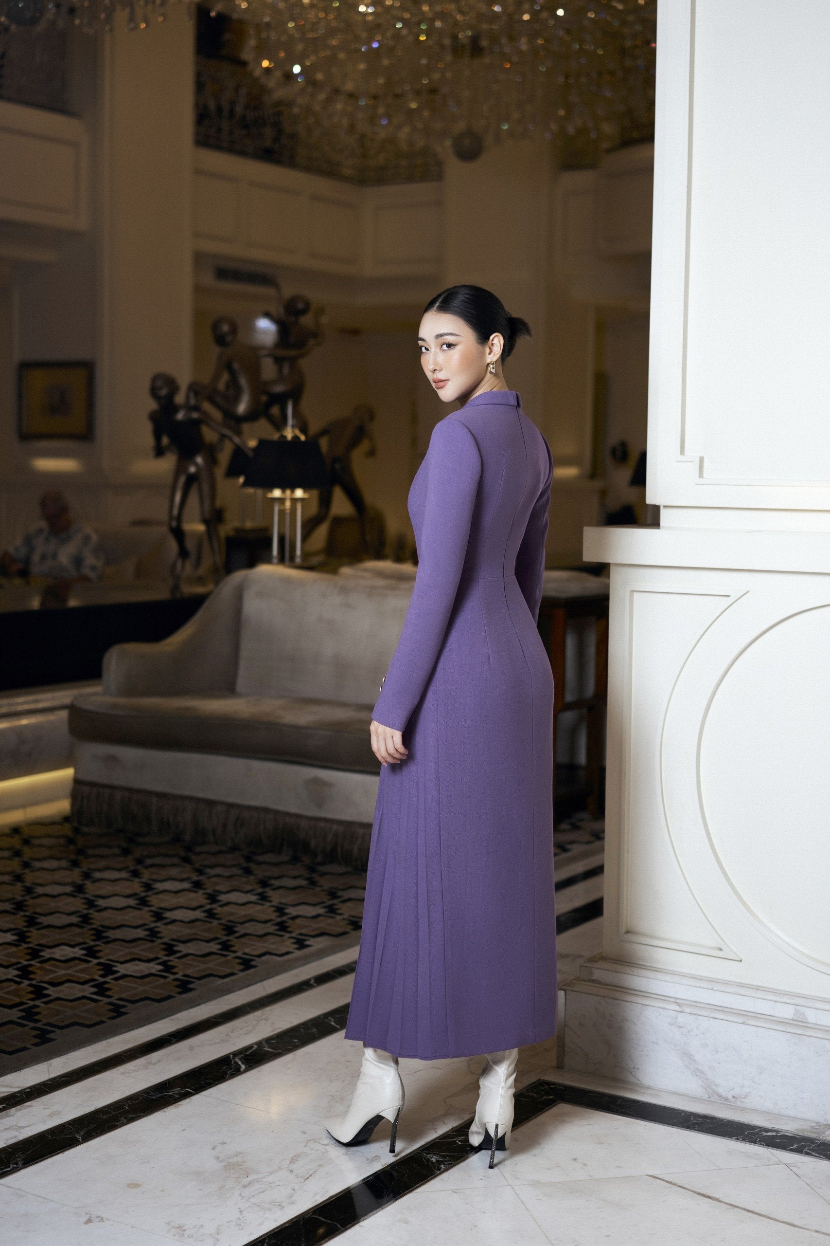 asymmetrical purple dress Elliatt Anika Asymmetrical Maxi Dress